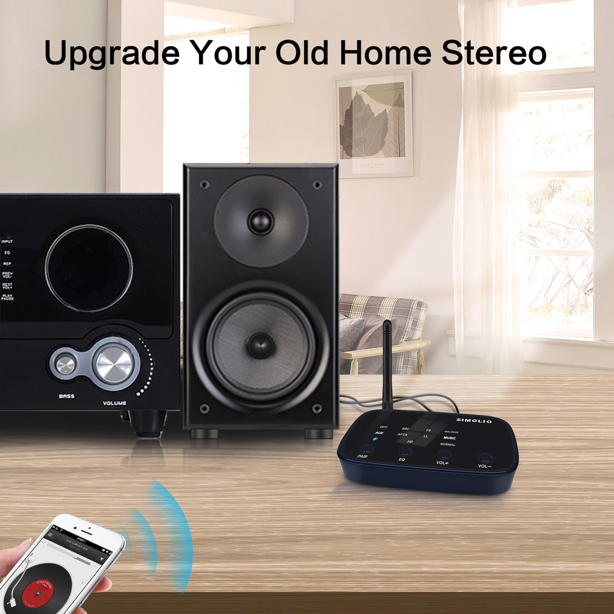 Long Range Bluetooth 5.0 Receiver for Home Stereo, aptX Low Latency, aptX  HD (JH-211D)