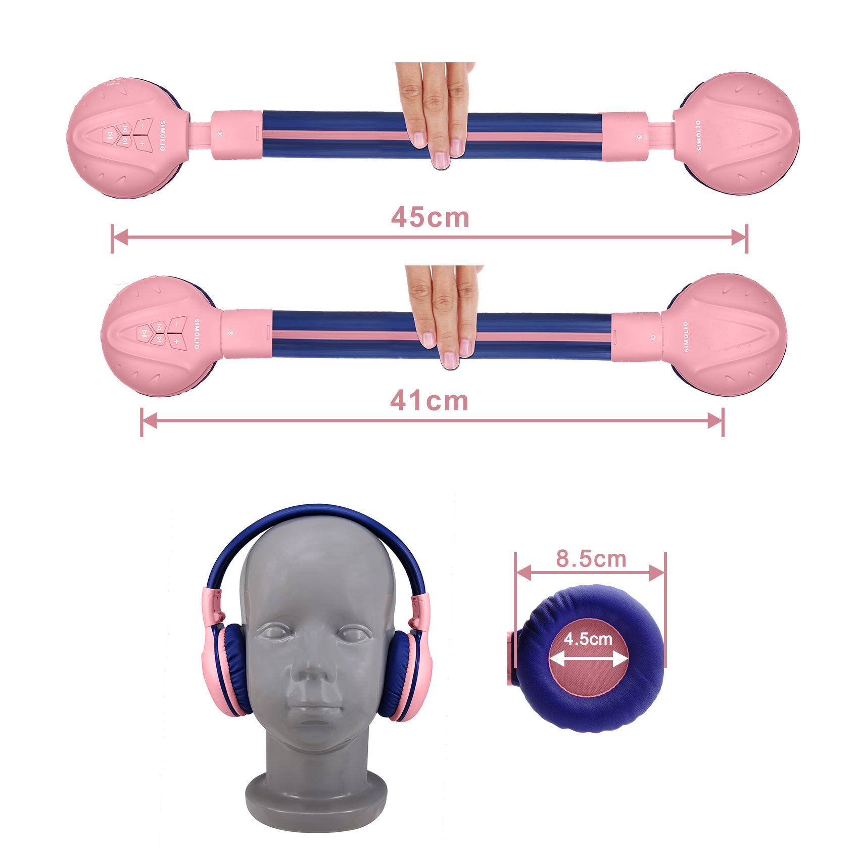 SIMOLIO SM-711 kids wireless headphones with adjustable headband